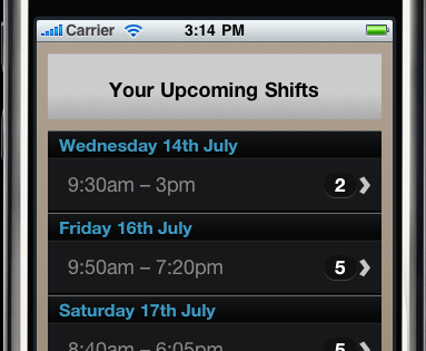 The ShiftApp Schedule Mobile Site