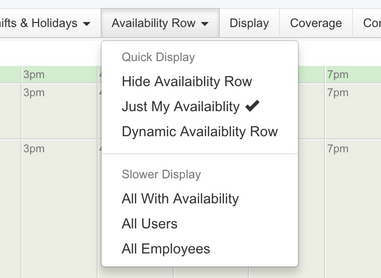 Availability display control