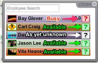 Availability as shown on the Assignment Menu