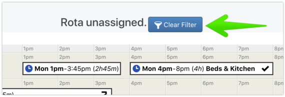 Clear Filter button at top of rota.