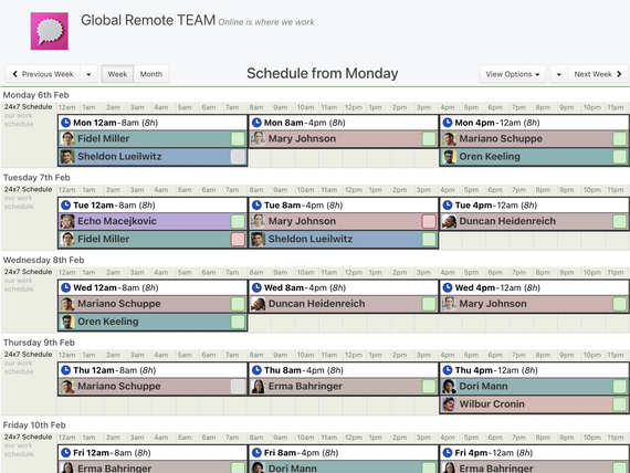 Global Team Schedule