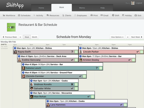 Restuarant and Bar Schedule screenshot